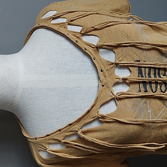 Harley Davidson motorcycle brand ladies short sleeve shirt with fringe size L T2 - Picture 3 of 9